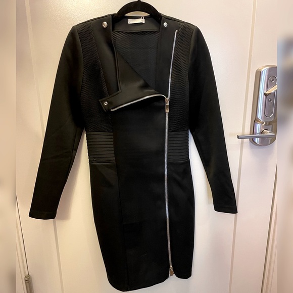 ST Dresses & Skirts - Black motorcycle jacket dress with mesh back. ST size small